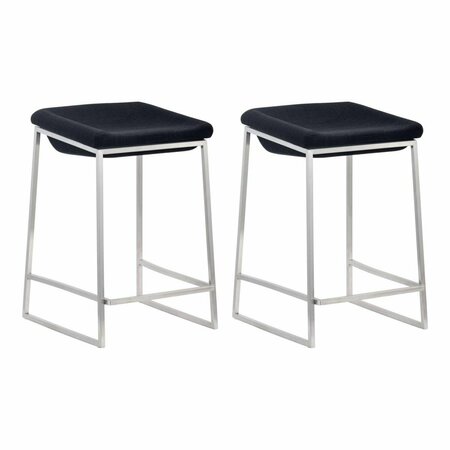 HOMEROOTS 25.6 x 15.7 x 18 in. Dark Gray & Stainless Indented Counter Stools 396790